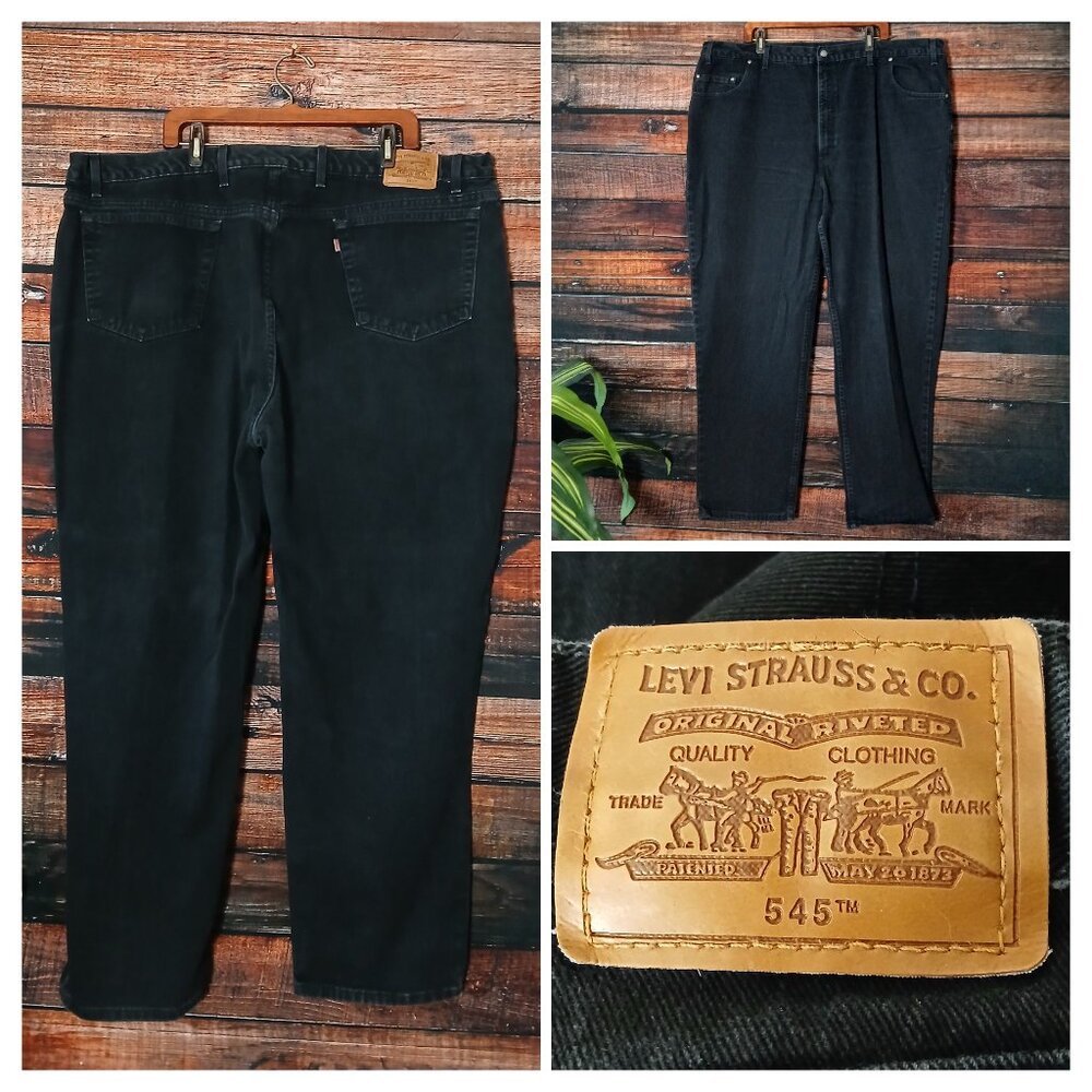 Levis Vintage Jeans Mens 50X32 545 Loose Fit Black Denim 100% Cotton Made in USA